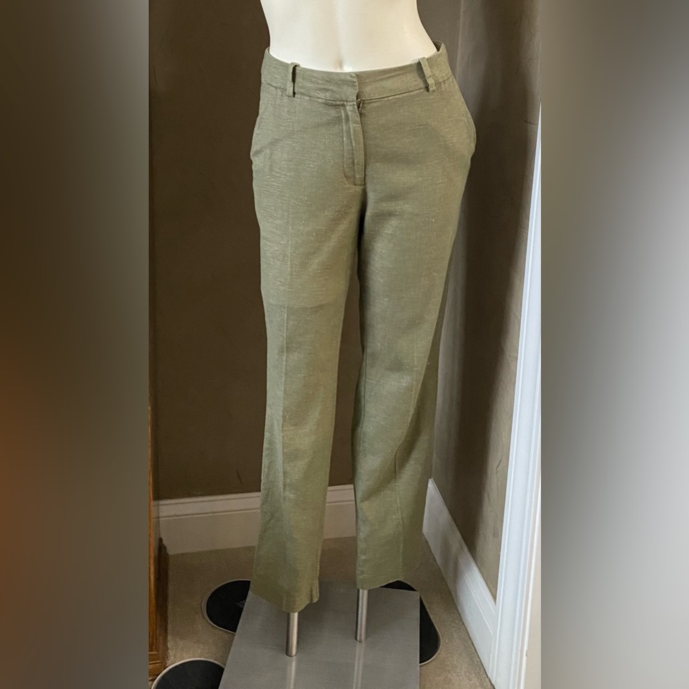 H&M Linen-blend Slacks Women’s size 4, Olive green